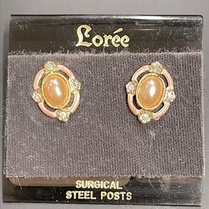 Lorée Vintage Faux Pearl Post and AB Earrings
